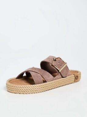 BOHONOMAD Sevilla Flat Slide Sandals in Mocca Brown Espadrille Size 38 NIB